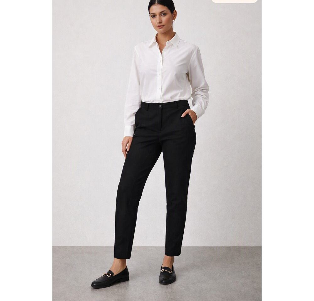Eileen Fisher Ankle Zip Pants Size Large Black Rayon Blend Stretch